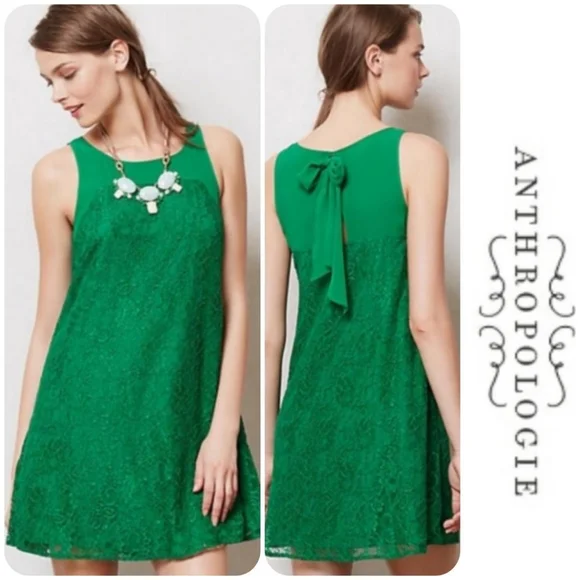 Anthropologie | Dresses | Anthropologieleifsdottir Lace Green Dress |  Poshmark